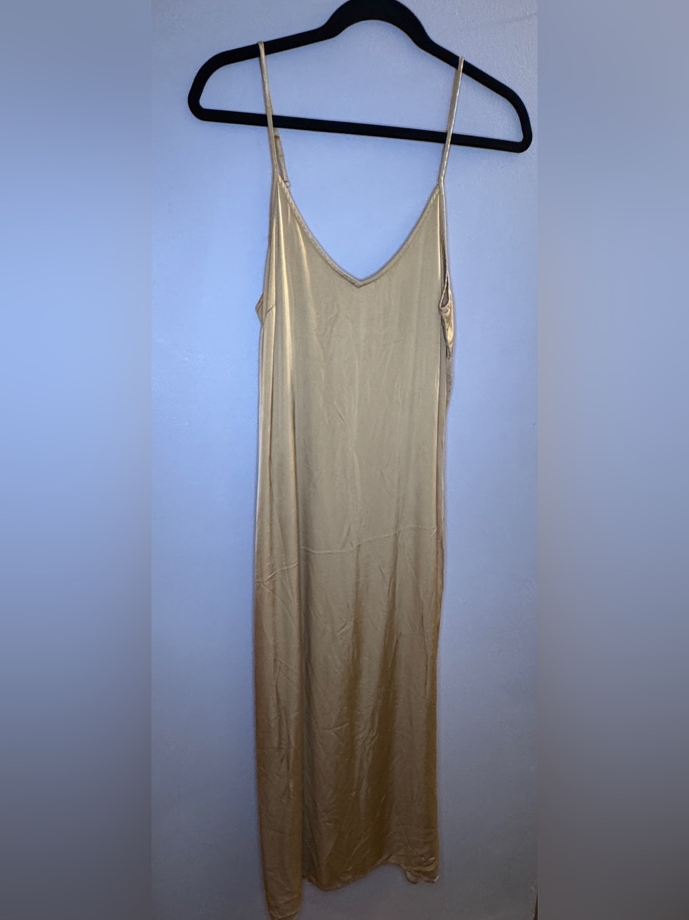 Aerie Silky Slip Dress in Tan/Light Gold Sz M